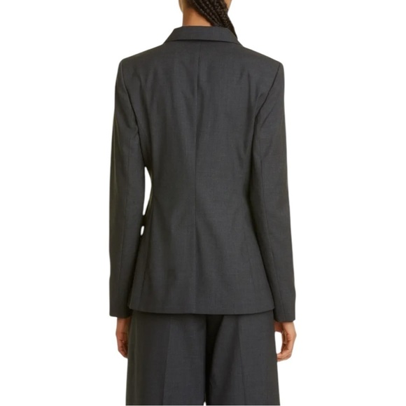 Max Mara Editore Double Breasted Virgin Wool Blazer Dark Gray 0 - Picture 3 of 13